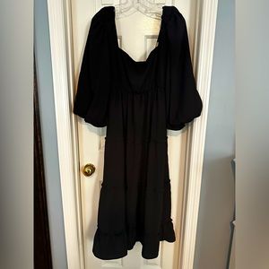 Black off-the-shoulder dress